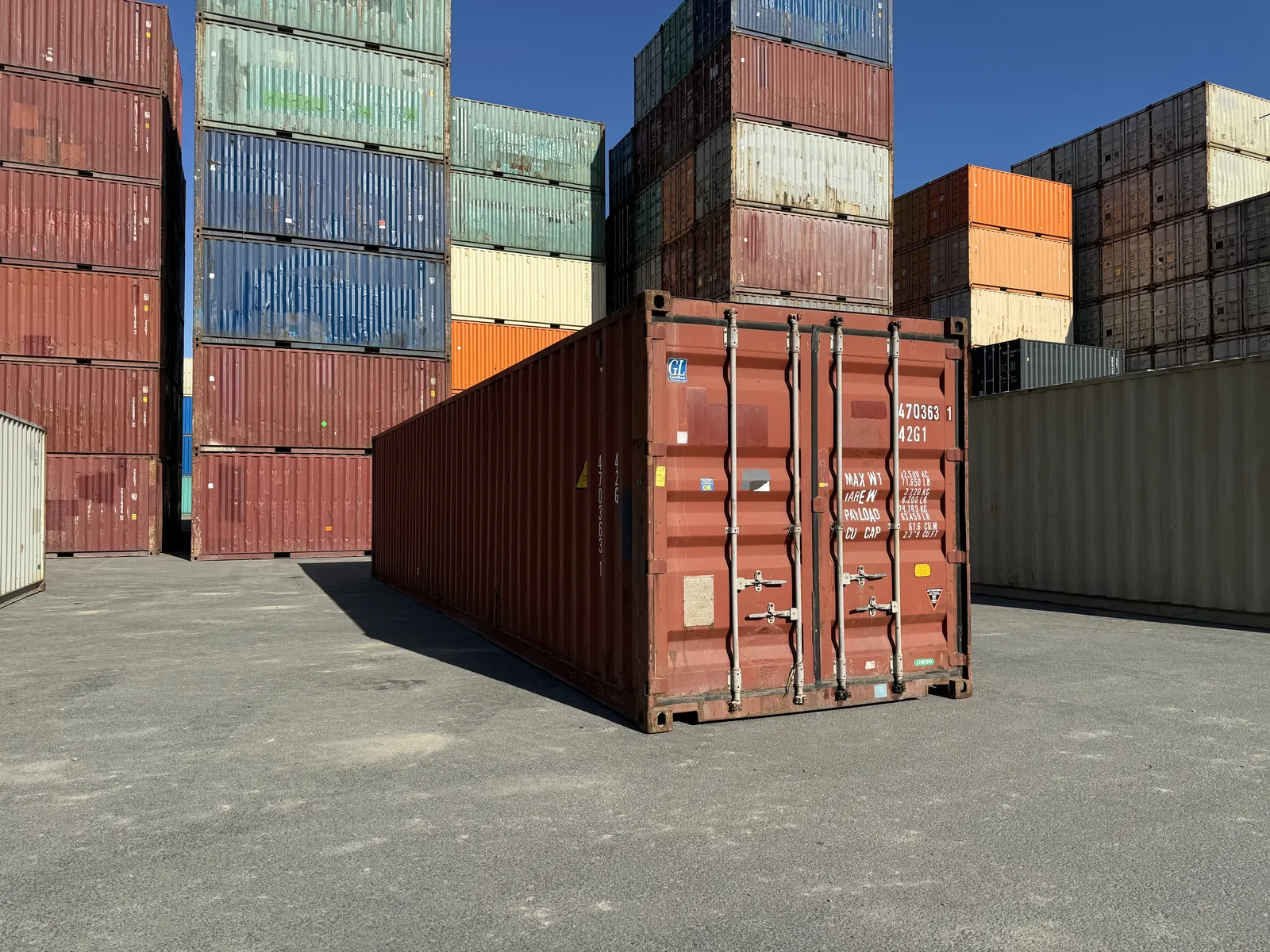 Shipping container ready to go to Woodgate